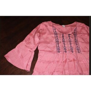 Diya Design Studio Embroidered Boho Tunic Dress - Dusty Rose - Size L